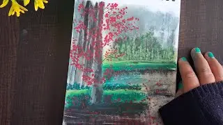 RELAXING PAITING WITH ME🌸.#easypanting #landscapedrawing #oilpasteldrawing #naturelandscape#art#t