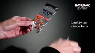 How to access a hearing aid battery from Rayovac EXTRA child-resistant packaging