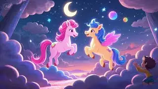 Two Little Ponies Dancing in the Sky | Fun Pony Rhyme for Kids | Nursery Rhymes & Songs for Children