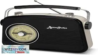 ByronStatics Black AM FM Radio Small Portable Radios Vintage Retro with Headphone