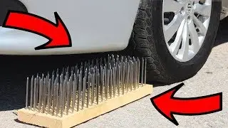 EXPERIMENT  CAR VS 200 NAILS  или ЭКСПЕРИМЕНТ АВТОМОБИЛЬ ПРОТИВ 200 ГВОЗДЕЙ 😱