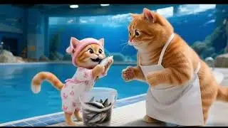 “Cute Ginger Kitten’s First Aquarium Trip with Mom”#story #animation 