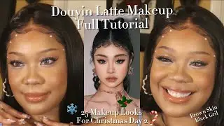 DOUYIN LATTE MAKEUP TUTORIAL | 25 Makeup Looks for Christmas Day 2 #douyinmakeup #makeup #vlogmas