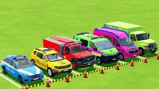 TRANSPORTING POLICE VEHICLES, AMBULANCE CAR, FIRE DEPARTMENT VEHICLES WITH SCANIA TRUCKS ! FS22 #80