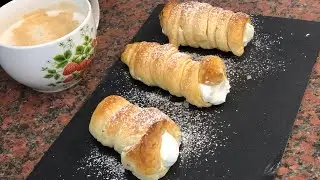 Быстрое пирожное из слоеного теста Quick puff pastry #recipe#food#рецепт