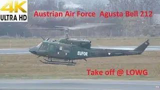 Austrian Air Force Agusta Bell 212 engine start and  take off