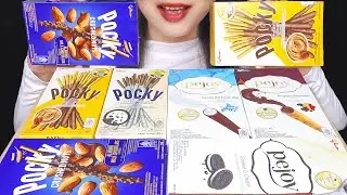 ASMR POCKY + PEJOY 🍫 POCKY CRUSHED NUTS ALMOND, PEJOY BELGIAN CHOCOLATE, POCKY COOKIES & CREAM