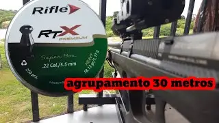 Agrupamento 30 metros chumbo rifle rtx18.13gr