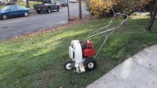 Clearing the leaves with the Little Wonder walk behind blower.