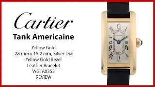 ▶Cartier Tank Americaine Mini Quartz Yellow Gold Silver Dial Leather Strap WGTA0353 - REVIEW