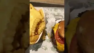 Shake Shack in NYC - Double Shack burger + cheese fries #shorts