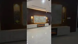 Tv wall design in Pakistan | media wall design with fireplace in Pakistan #tvwall #mediawall