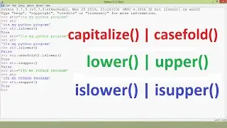 Built in String Functions in Python | Capitalize | Casefold | Lower | Upper | islower | isupper