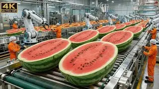Inside a Modern Watermelon Processing Plant From Whole Melons to Sweet Red Juice (Full Process)