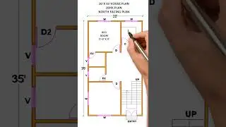 20x35 house plan|2BHK PLAN|north facing|700 sqft #housedesign #house #short