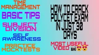 HOW TO CRACK POLYCET IN JUST 30 DAYS || #APPOLYCETPREPARATIONSTRATEGY #POLYCET2021EXAMTIMEMANAGEMENT