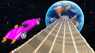 Mega Ramp Challenge 836.376% People Go To Outer Space in GTA 5!