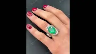 4.2ctw Oval Cut Emerald and Sapphire Open Ring