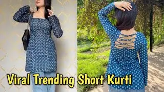 Instagram viral trending short kurti / L to XL size  / cutting and stitching very easy step by step 