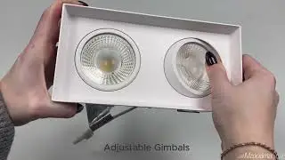 4 in. 2 Head Trimless LED Square Recessed Anti-Glare Gimbal Downlight, White Canless IC Rated, 5 CCT