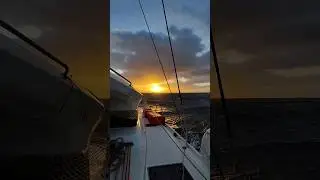 sunrise in rough sea