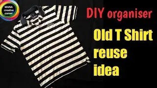 Old T Shirt reuse idea# Best out of waste# DIY Bedside pocket organiser# old clothes craft