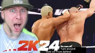 WWE 2K24 Brock Lesnar goes after Cody Rhodes in Universe Mode