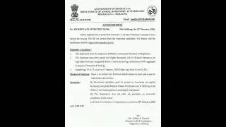 veterinary assistant (V.A)invite application session 2025-2026