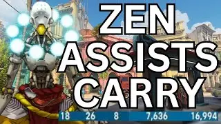 Уверенная игра за Зенятту с помощью ассистов в Overwatch 2 6 на 6.