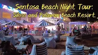 Singapore Beach Walk: Siloso and Palawan Beach Resort at Sentosa. Walking Tour in Full HD.