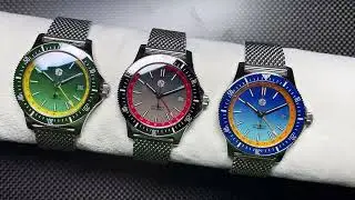 San Martin New 41mm Gradient Dial Articulated Milanese GMT SN0119G