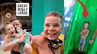 His First Time On the Trap Door Waterslide! (Great Wolf Lodge - Wolf Tail Drop)