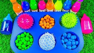 Satisfying Video ASMR l Grid Balls & Slime Beads with Color Spiked Balls in Color Tray Cutting