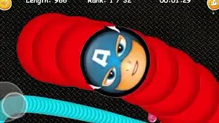 Worms zone io !! Cacing Besar Superhero Captain America !! Slither Snake Giant #92894