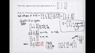 Example of 3x3 Eigenvalues and Eigenvectors