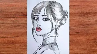 Realistic Girl Pencil Sketch Drawing Step by Step | Beautiful Portrait Art | Mrs Sketch