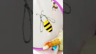 🐝 Turn a Hole into Art! Embroider a Bee, Patch Damaged Clothes #embroidery #sewinghacks #diytip
