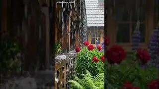 Cozy Wooden House in a Flower Garden &bull; Relaxing Rain ASMR #asmrsounds #rainsounds