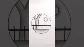 How to draw tree circle scenery || #short #art