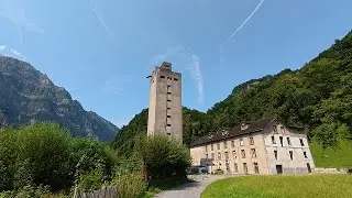 Old mill and silo tower with beautiful view in Switzerland.