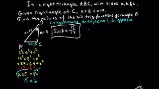 Calculating missing side of a right triangle and listing all six trig functions
