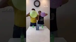 Flip Bottle & Blow Balloon Challenge #shorts
