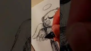 Angel Drawing #shorts#tutorial#angel#howtodrawaangel#cutebear#pendrawing#bearversion#angelbear#howto