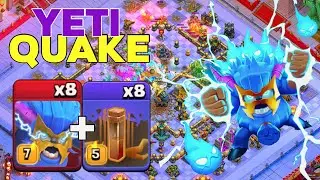 BASE DELETED =  8 Super Yeti + 8 Earthquake Spells TH17 Legend League Attacks!