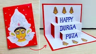 DIY - Durga Puja card || Handmade Durga Puja pop-up card making ideas || Navratri Greeting card