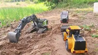 MEGA RC TEAM HUINA like Excavator and Bulldozer with Dump truck  with Agriculture Project.