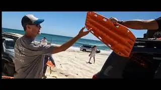 Caravan bogged at Flinders Beach Stradbroke Island