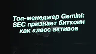 Топ-менеджер Gemini: SEC признает биткоин как класс активов