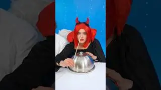 Angel vs. Devil! 😇😈 OMG Candy under the basin! 😂 #shorts