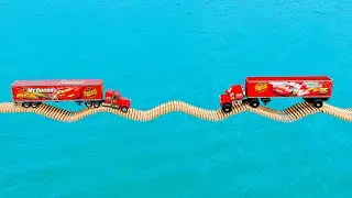 Mack Truck vs Monster Mack Truck vs Impossible Log Wave Bridge Crossing Cars Vs Deep Water - BeamNG